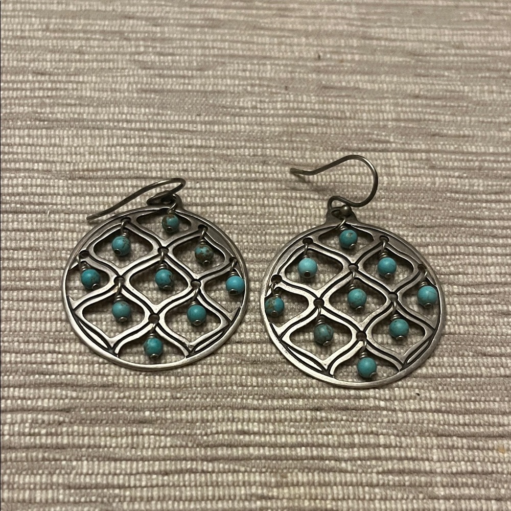 Silpada Silver Earrings with Turquoise Accents